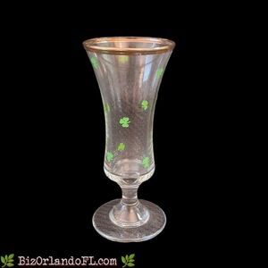 VINTAGE: Irish Clover Cordial Glass with Gold Rim St. Patrick's Day (Individual)